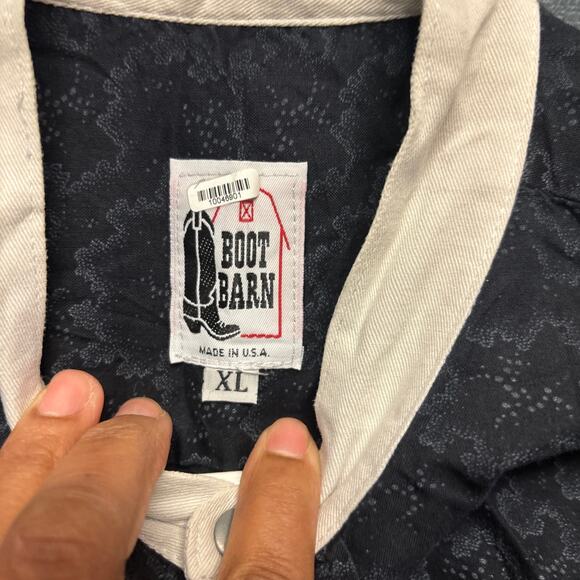 Boot Barn Henley Western Shirt Made in USA Design Country Rockabilly Long Sleeve - Picture 3 of 10